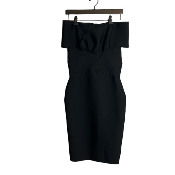 New bella barnett strapless first cross front side cutouts scuba dress M - Picture 1 of 8